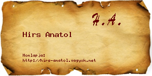 Hirs Anatol névjegykártya